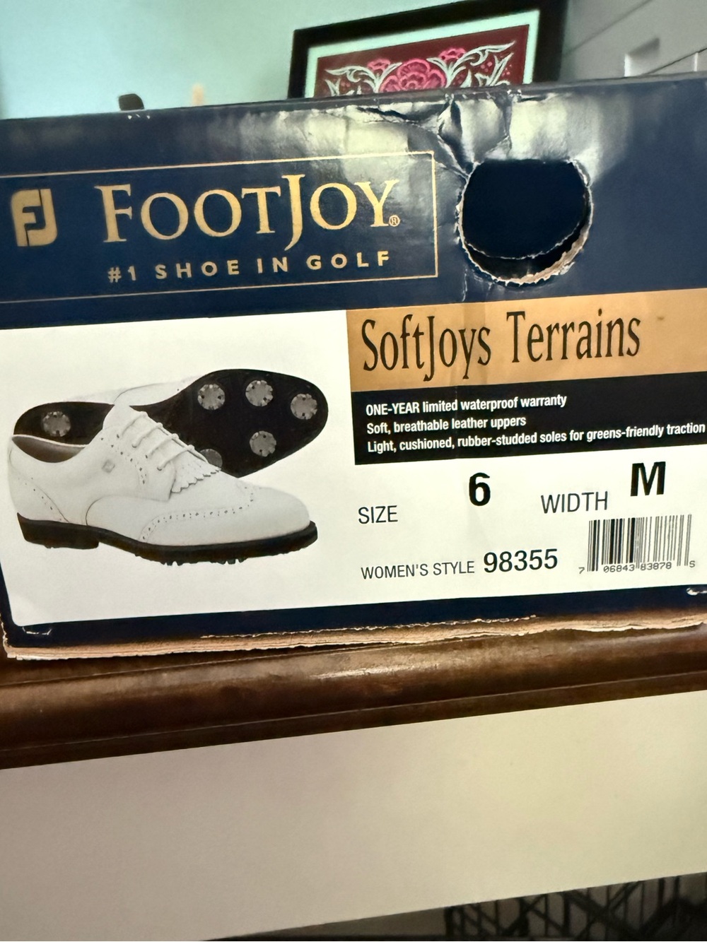 NIB Vintage FootJoy 98355 Women's Golf Shoes White Leather Kiltie Wingtip Size 6 - Picture 12 of 13